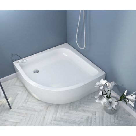 ECOLAM Receveur de douche Quart de cercle Pako profond 90 x 90 x 26,5 x 12 cm R=55 siphon + silicone (1/5)