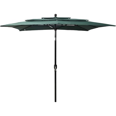 3-Tier Garden Parasol with Aluminium Pole Green 2.5x2.5 m vidaXL