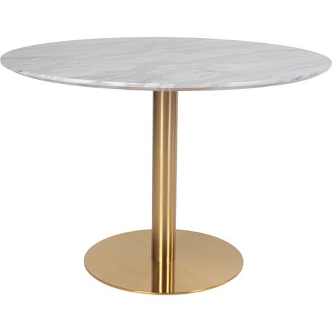 Bojan Esstisch Ø110 cm marmor look, messingfarbene Beine.