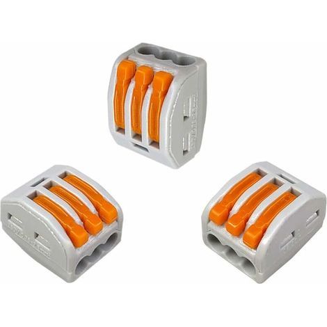 30 Pièces Levier-Écrou Fil Connecteurs, 3 Ports Conducteur Compact Fils Connecteurs, Compact Connecteur Ressort Bornier (1/5)