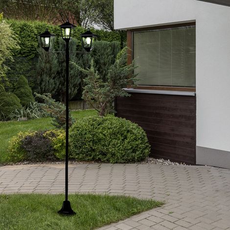 Gartenlaterne groß für draußen Kandelaber 3 flammig Außen Solar Außenlaterne stehend Outdoor, schwarz LED warmweiß H 194 cm