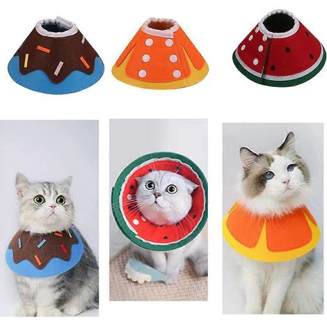 Accompagnez votre animal dans sa convalescence en toute simplicité grâce à la collerette conique ajustable pour chat - M - pastèque (1/4)