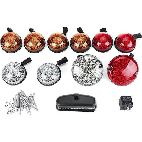 Lot de 12 feux clignotants avant et arrière, feux stop, feux de brouillard et feux de recul. Compatible avec Land Rover Defender 90, 110 et 130 A. (1/5)