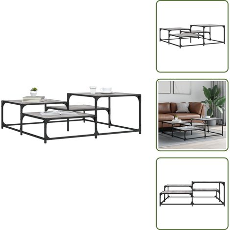 The Living Store Couchtisch Grau Sonoma 107x107x40 cm Holzwerkstoff - Couchtisch - Wohnzimmerstil - Grau Sonoma - Holzwerkstoff - Metallgestell (1/5)