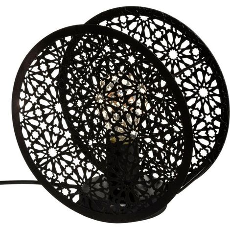 Lampe à Poser Ronde "Lonzo" 22cm Noir (1/3)