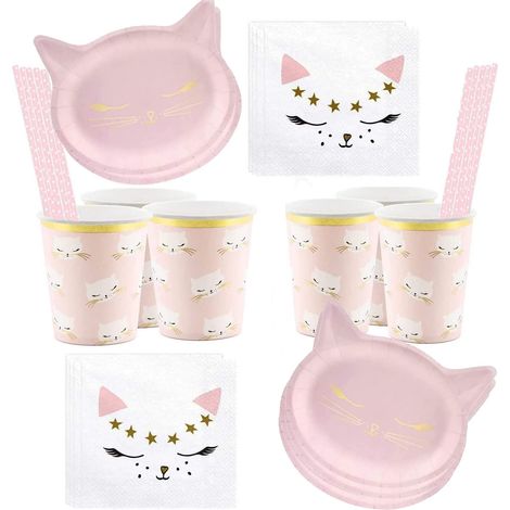 Set de 64 pièces de vaisselle jetables pour fêtes d'anniversaire, enfants et adultes - Pour 12 personnes (1/5)