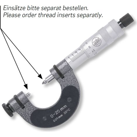 Bügelmessschrauben für Außengewindemessung 75 - 100 mm