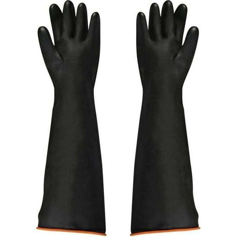Gants en latex noir, 1 paire, 55 cm, résistants aux acides et aux alcalis, sécurité industrielle, gants de travail (1/4)