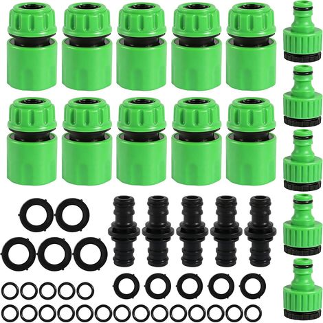 Kit de 20 conectores para manguera de jardín, kit de accesorios para manguera de jardín de 1/2 pulgada, adaptador para grifo de manguera de jardín, adaptador para manguera de jardín (1/5)