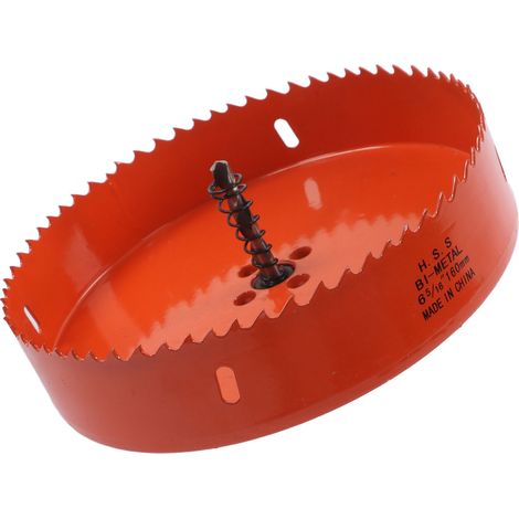 Scie cloche bimétal HSS 160mm avec foret centrifuge pour bois et plastique, coupeuse de trous 6-5/16 pouces (1/5)