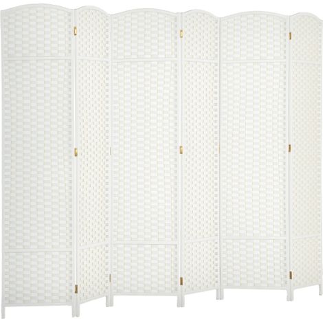 Paravent interieur en bois 6 panneaux 240 x 170 cm séparateur de pièce pliable pour salon, chambre à coucher, naturel (1/5)