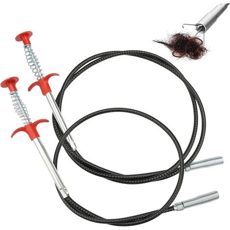 Lot de 2 Pince pour Deboucher Evier Canalisation, Pince à Lot Pince Griffes Flexible, Flexible à Griffe Préhensile pour Cuisine, Salle de Bain, Cuisine, Baignoire, Toilettes (90cm/160cm) (1/5)