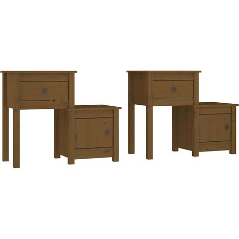 Maison Exclusive - Mesitas de noche 2 uds madera pino marrón miel (1/5)