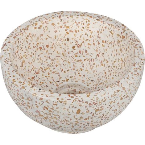 Vasque à poser beige 25 cm – Terrazzo résistant – Hauteur 12 cm – Orifice d’évacuation Ø45 mm – Design compact pour petits espaces – Differnz (1/2)
