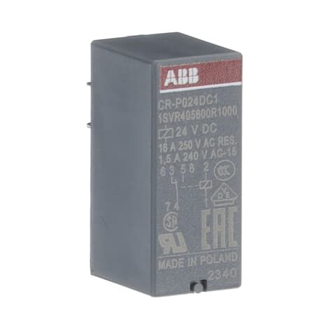 Relais d'interface ABB CR-P, 24V c.c., 1 RT, montage Rail DIN ( Prix pour Boîte de 10 )