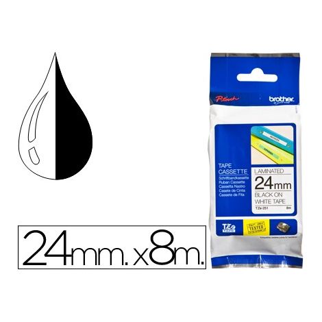 Cinta Laminada para Rotuladoras Brother TZ-251 Blanco Negro Negro/Blanco