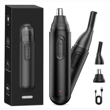 Rifinitore per naso, rifinitore per peli di naso e orecchie ricaricabile tramite USB, schermo LCD, IPX7, rifinitore per orecchie, rasoio per naso per uomo e donna (1/5)