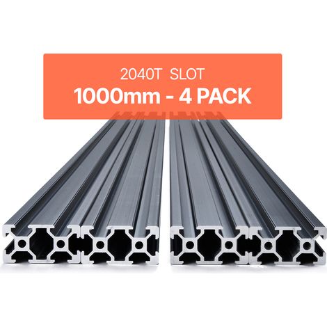 VEVOR Profiles deExtrusion en Aluminium 2040, Lot de 4, Rail Lineaire Anodise Norme Europeen Rainure en T 1000 mm, Haute Resistance, pour Imprimante 3D, Machine Bricolage CNC, Gravure au Laser, Noir