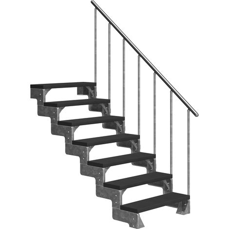 Dolle Außentreppe Gardentop 126-154cm Geschosshöhe mit Trimax anthrazit 80cm breit mit Geländer