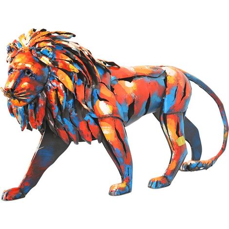 Pier Import – Sculpture moderne en métal peint lion – Dimensions 60x15x32 cm – Décoration intérieure contemporaine – Poids 4 kg