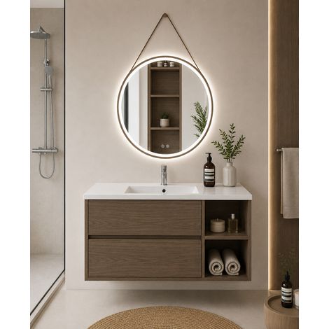 Mobile bagno con lavabo ORIGENBATH ZEUS senza specchio 80x40 cm Destra frassino tea (1/5)