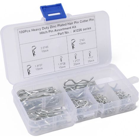 Lot von 100 Clips R et Goupilles Fendues, Assortiment de Goupilles à Ressort pour Remorques et Voitures (1/5)