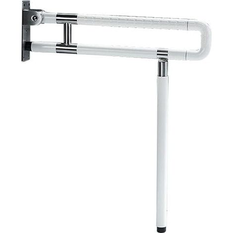 Barra de apoyo plegable de acero inoxidable para inodoro, ducha, WC ayuda de elevación asa de seguridad para personas mayores, discapacitadas y embarazadas / blanco, 75 cm