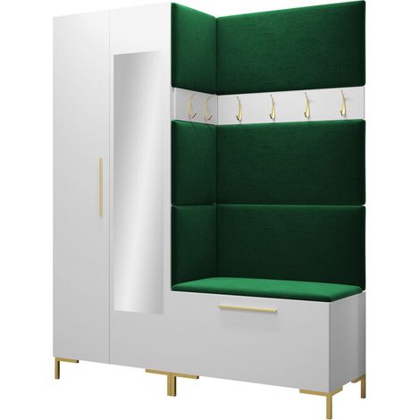 Meuble d'entrée Nomal IX, Manila 35, 196x158x46cm, Disponible, Stratifié, Tissu, Murale, À poser
