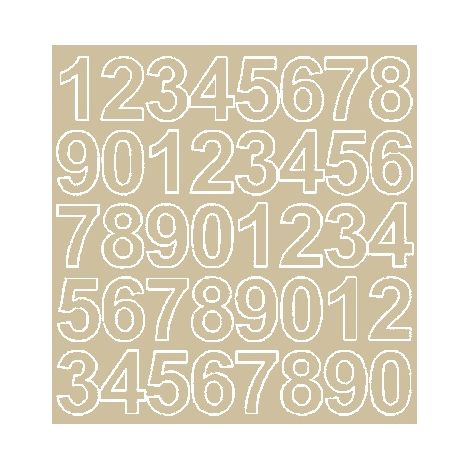 Pegatinas autoadhesivas con números de 3,5 cm, color beige mate.