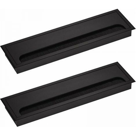 80x 280mm Cache-câbles rectangulaire pour bureaux encastrés Organisateur de câbles pour meubles 2 x noir (1/4)