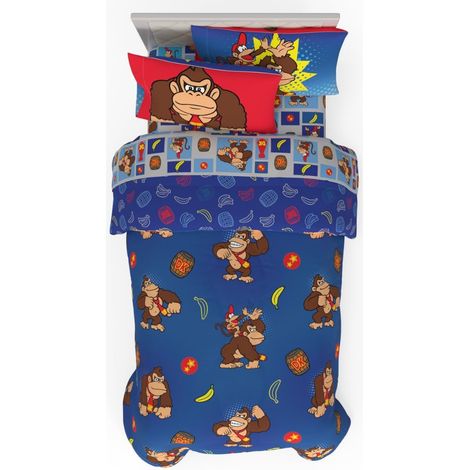 Parure de lit 5 pièces Super Douce avec Couette réversible, Drap-Housse, Drap Plat et taies d’Oreiller, lit Simple (1/5)