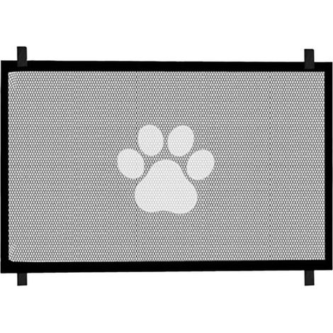 Barrera de seguridad portátil para mascotas，Apta para gatos y perros，No requiere perforaciones，Se puede instalar en puertas，110 cm x 78 cm，Negra (1/5)