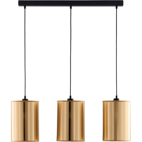 Suspension moderne noir/or tubes striés 3xE27 Cortina Jupiter (1/5)