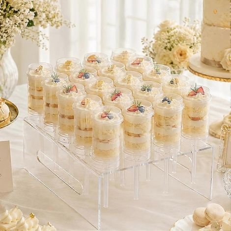 Présentoir à gâteaux à 20 trous avec 24 moules à gâteaux transparents à ouverture par pression, adapté aux desserts et aux en-cas. (1/3)