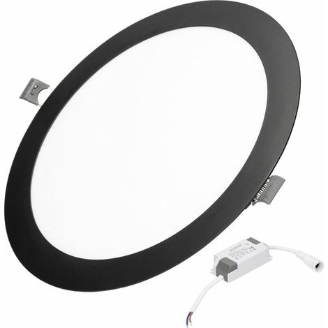 Recessed spotlight with ECD Germany 18W LED panel, replaces halogen 90W, round Ø 22 cm, black, neutral white 4000K, 1132 lumen, IP44, ultra flat recessed spotlight with transformer (1/5)