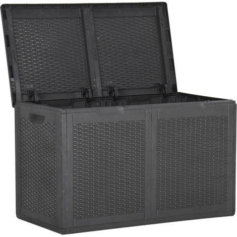 Contenitore/box da giardino in rattan nero da 180 litri 020013017