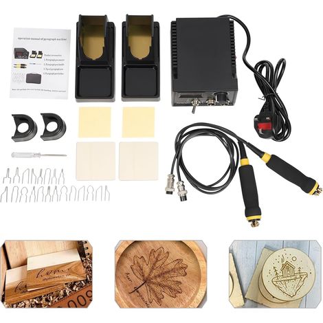 60W Wood Burning Machine Kit, 2 Pens and 21 Tips, Wood Burning Machine with LED Display Wood Burning Tool Set for Wood, Gourds, Leather, Bamboo (1/5)