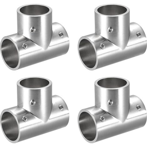 4 Pièces de Raccords en T, Connecteur de Tuyau en Alliage de Zinc à 3 Voies Brossé pour Main Courante de 25 mm/1" de Diamètre Extérieur (1/5)