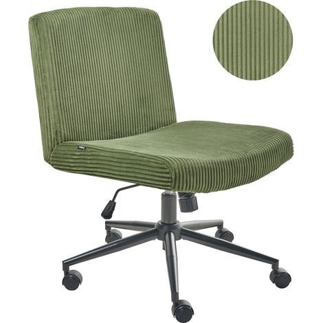 Silla de escritorio giratoria con tapizado de pana asiento ancho neumático inclinable para oficina en casa verde Geddes (1/5)