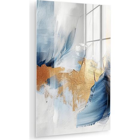 CUADRO DE METACRILATO Oro - Azul - Acuarela - Arte - Moderno Cuadros Para Dormitorio 60x90 (1/5)