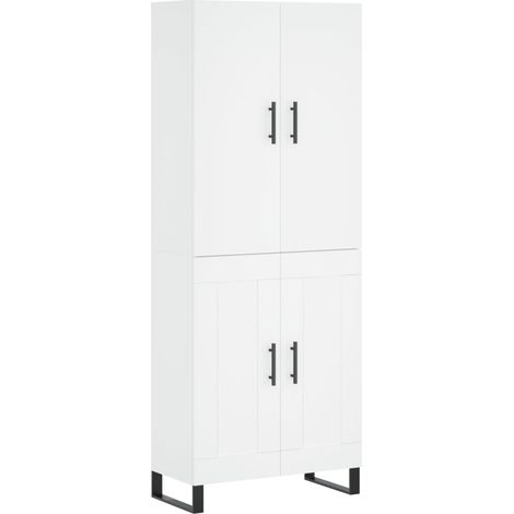 Buffet bahut commode armoire meuble de rangement organisateur cuisine salle de séjour salon haut 69,5 x 34 x 180 cm bois d'ingénierie blanc