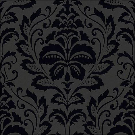 Baroque wallcovering wall Profhome 255426 non-woven wallpaper slightly textured baroque style matt black 5.33 m2 (57 ft2) (1/5)