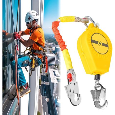 Dispositif de sécurité de hauteur - 10 m - Portable - Protection contre les chutes - Rétractable - Dispositif de sécurité d'escalade - Protection contre les chutes - Dispositif de dérivation (1/5)
