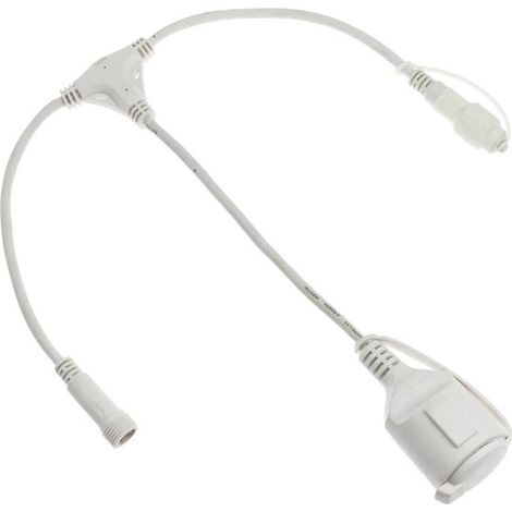 Connecteur en T avec prise secteur blanc 230V pour guirlande IP67 Lotti