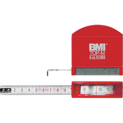 Metro de cinta de bolsillo con ojo de buey, blanco/rojo, 3mx13mm blanco BMI