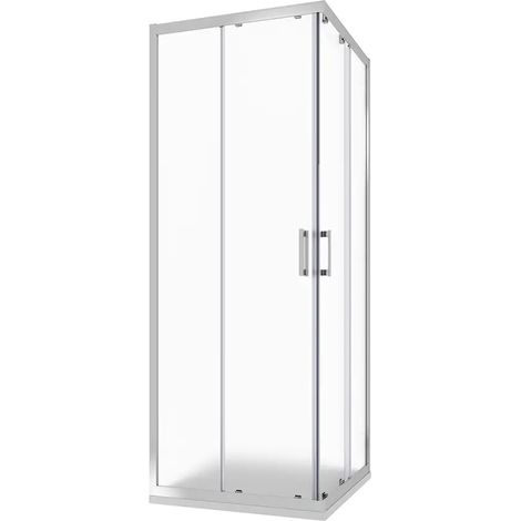 Paroi de douche coulissante 80x100 cm Profilés en aluminium chromé Verre opaque 6mm avec traitement anticalcaire h198 - Réversible Mod. Tahiti