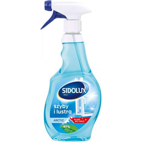 SIDOLUX Crystal Arctic - Detergente per vetri e specchi senza aloni, 500 ml