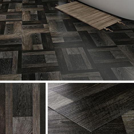 Dalle PVC Adhesive Sol Bois Foncé 30x30 Lino Sol Adhesif Gris Anthracite Imperméable Carrelage Adhesif Sols Salle de Bain Cuisine Parquet Adhésif Sols Bois Salon Chambre Toilette, 4 Dalles (1/5)