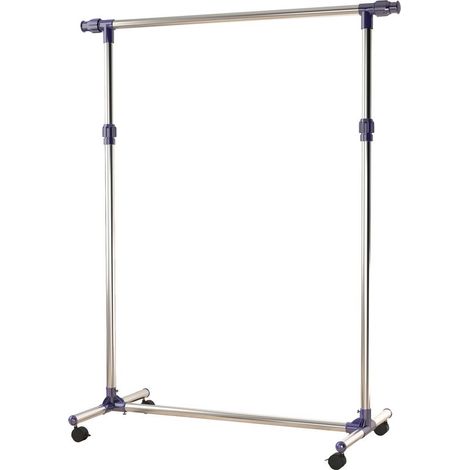 Portant à vêtements tringle réglable à roulettes en acier inox charge max. 25 kg (1/5)