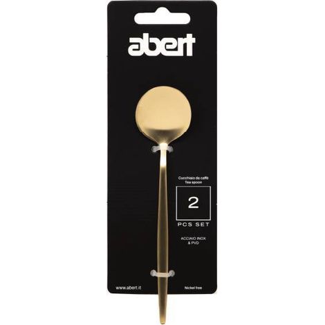 Abert set 2 pz cucchiaino caffè Porto gold acciaio inox 18/c PVD oro